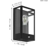 Eglo ALAMONTE Wandlamp staal zwart / Glas helder H: 295 mm