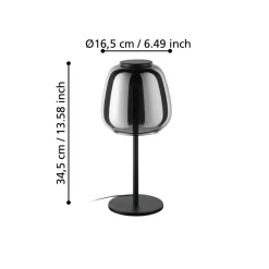 Eglo ALFERO-Z Tafellampen staal zwart / glas gestoomd chroom H: 345 mm | Ø 165 mm