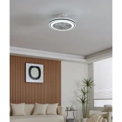 Eglo ALMERIA Ventilator met licht ABS wit, zwart / acryl melkkleurig H: 190 mm | Ø 480 mm