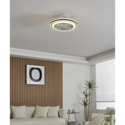 Eglo ALMERIA Ventilator met licht ABS wit, zwart / acryl melkkleurig H: 190 mm | Ø 480 mm