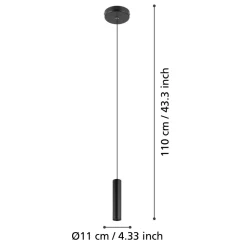 Eglo ALMUDAINA hanglamp staal zwart H: 1100 mm | Ø 40 mm