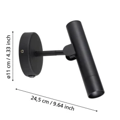 Eglo ALMUDAINA Wandlamp staal zwart H: 200 mm