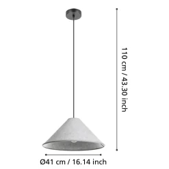 Eglo ALSAGER hanglamp staal zwart / vilt grijs H: 1100 mm | Ø 410 mm