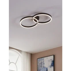 Eglo AMANDOLO Plafondarmaturen aluminium, staal zwart / Kunststof wit H: 65 mm