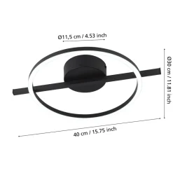 Eglo AMANDOLO Plafondarmaturen aluminium, staal zwart / Kunststof wit H: 65 mm