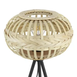 Eglo AMSFIELD 1 Tafellampen staal zwart / Hout natuur H: 410 mm | Ø 260 mm