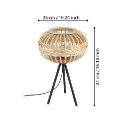 Eglo AMSFIELD 1 Tafellampen staal zwart / Hout natuur H: 410 mm | Ø 260 mm