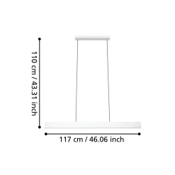 Eglo ANDREAS-Z hanglamp staal grijs / Kunststof wit H: 1100 mm