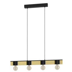Eglo BAILRIGG hanglamp staal, hout zwart, bruin H: 1100 mm