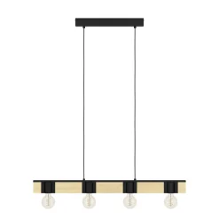 Eglo BAILRIGG hanglamp staal, hout zwart, bruin H: 1100 mm