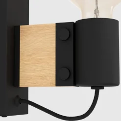 Eglo BAILRIGG Wandlamp staal, hout zwart, bruin H: 135 mm
