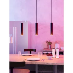 Eglo BALAMORTA-Z hanglamp staal zwart / Kunststof wit H: 1100 mm