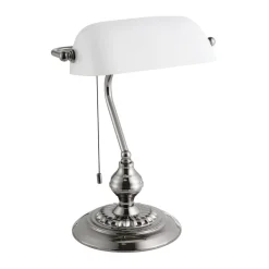 Eglo BANKER Tafellampen staal nikkel-nero / glas satijn wit H: 390 mm