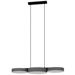 Eglo BARBANO-Z hanglamp staal zwart / textiel, kunststof grijs, wit H: 1100 mm