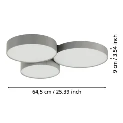 Eglo BARBANO-Z Plafondarmaturen staal zwart / textiel, kunststof grijs, wit H: 90 mm