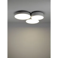 Eglo BARBANO-Z Plafondarmaturen staal zwart / textiel, kunststof grijs, wit H: 90 mm