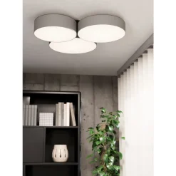 Eglo BARBANO-Z Plafondarmaturen staal zwart / textiel, kunststof grijs, wit H: 90 mm