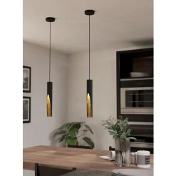 Eglo BARBOTTO hanglamp staal zwart, goud H: 1100 mm | Ø 60 mm