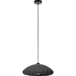 Eglo BARLASTON hanglamp staal zwart / textiel grijs H: 1100 mm | Ø 450 mm