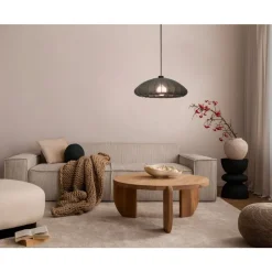 Eglo BARLASTON hanglamp staal zwart / textiel grijs H: 1100 mm | Ø 450 mm