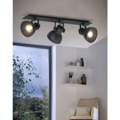 Eglo BARNSTAPLE 1 spot hout, staal zwart / staal zwart