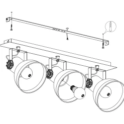 Eglo BARNSTAPLE 1 spot hout, staal zwart / staal zwart