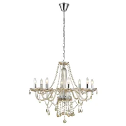 Eglo BASILANO hanglamp staal chroom / Glas cognac H: 1300 mm | Ø 820 mm