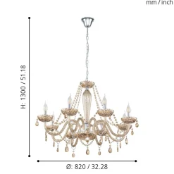 Eglo BASILANO hanglamp staal chroom / Glas cognac H: 1300 mm | Ø 820 mm