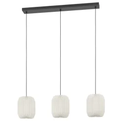 Eglo BELGRAVE hanglamp staal zwart / papier wit H: 1100 mm