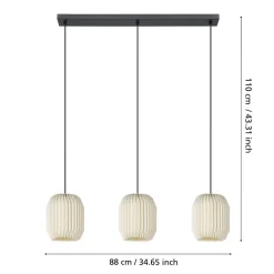 Eglo BELGRAVE hanglamp staal zwart / papier wit H: 1100 mm