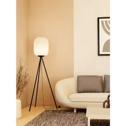 Eglo BELGRAVE Staande lampen staal zwart / papier wit H: 1415 mm | Ø 300 mm