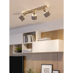 Eglo BELLIZZI spot staal nikkel-mat / textiel grijs, wit H: 185 mm