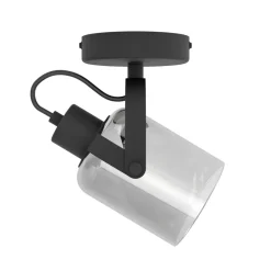 Eglo BERREGAS spot staal zwart, chroom / glas gestoomd zwart-transparant Ø 110 mm