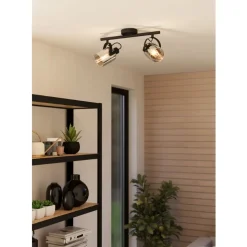 Eglo BERREGAS spot staal zwart, chroom / glas gestoomd zwart-transparant