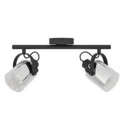 Eglo BERREGAS spot staal zwart, chroom / glas gestoomd zwart-transparant