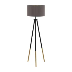 Eglo BIDFORD Staande lampen hout, staal bruin / textiel cappucino, goud H: 1540 mm | Ø 460 mm
