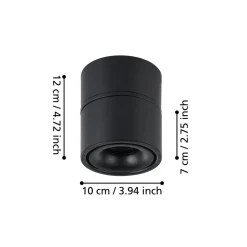 Eglo BOHOYO spot aluminium zwart / Kunststof transparant H: 110 mm