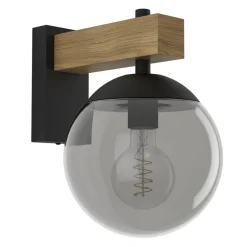 Eglo BUFALATA Wandlamp staal zwart, bruin / Kunststof zwart-transparant H: 290 mm