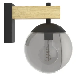 Eglo BUFALATA Wandlamp staal zwart, bruin / Kunststof zwart-transparant H: 290 mm