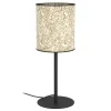 Eglo BUTTERBURN Tafellampen staal zwart / textiel met berkenbladeren beige, groen H: 475 mm | Ø 180 mm