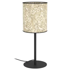 Eglo BUTTERBURN Tafellampen staal zwart / textiel met berkenbladeren beige, groen H: 475 mm | Ø 180 mm