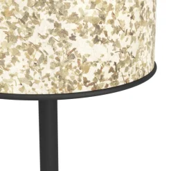 Eglo BUTTERBURN Tafellampen staal zwart / textiel met berkenbladeren beige, groen H: 475 mm | Ø 180 mm
