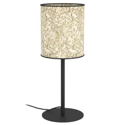 Eglo BUTTERBURN Tafellampen staal zwart / textiel met berkenbladeren beige, groen H: 475 mm | Ø 180 mm