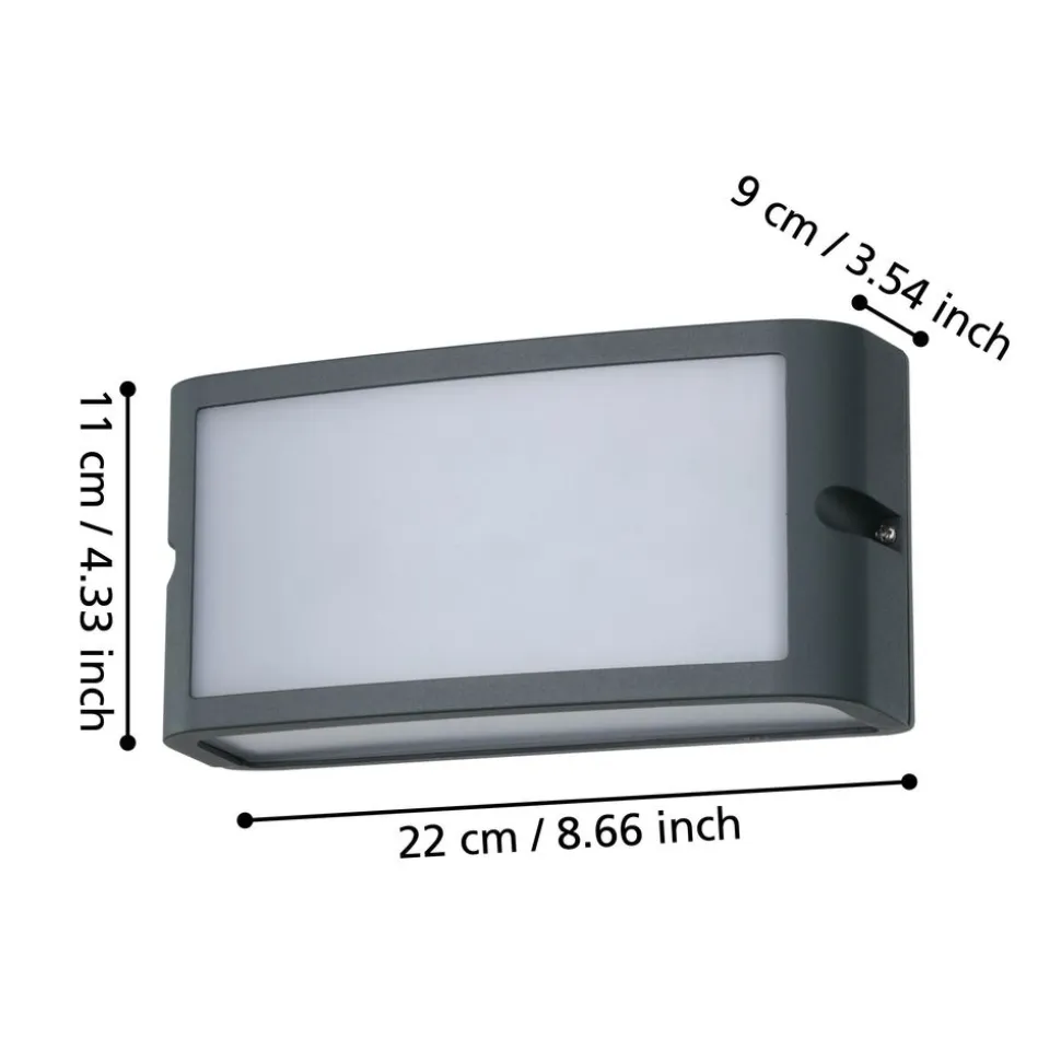 Eglo CAMARDA Wandlamp aluminium antraciet / Kunststof wit H: 110 mm