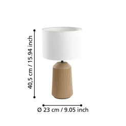 Eglo CAPALBIO Tafellampen Keramiek zandkleuren / textiel wit H: 410 mm | Ø 230 mm