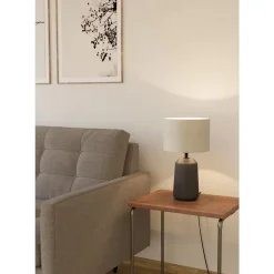 Eglo CAPALBIO Tafellampen Keramiek grijs / textiel, linnen natuur H: 410 mm | Ø 230 mm