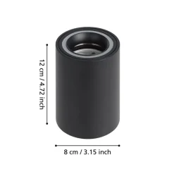 Eglo CAROSSO-Z opbouwarmatuur aluminium zwart / Kunststof wit H: 120 mm | Ø 80 mm