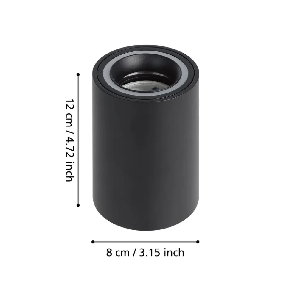 Eglo CAROSSO-Z opbouwarmatuur aluminium zwart / Kunststof wit H: 120 mm | Ø 80 mm