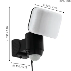 Eglo CASABAS Wandlamp Kunststof zwart / Kunststof wit H: 155 mm