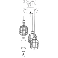 Eglo CHISLE hanglamp staal zwart, gebronsd / glas gestoomd amber H: 1300 mm | Ø 425 mm